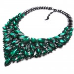 Emerald Marquise Stone Black Chain Statement Necklace